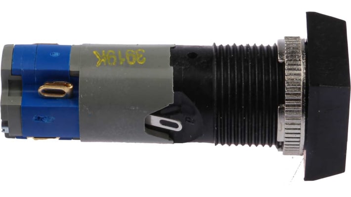 Interruttore a pulsante luminoso momentaneo SPDT Saia-Burgess, montaggio a pannello, colore argento, foratura 16,2 mm.