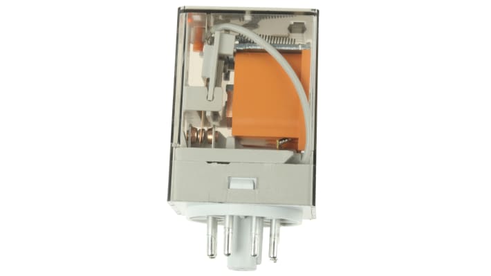 Finder 60.12.8.012.0040, relè di potenza DPDT 12V, corrente nominale 10 A, dimensioni 32,5 x 54,2 x 36,4 mm.