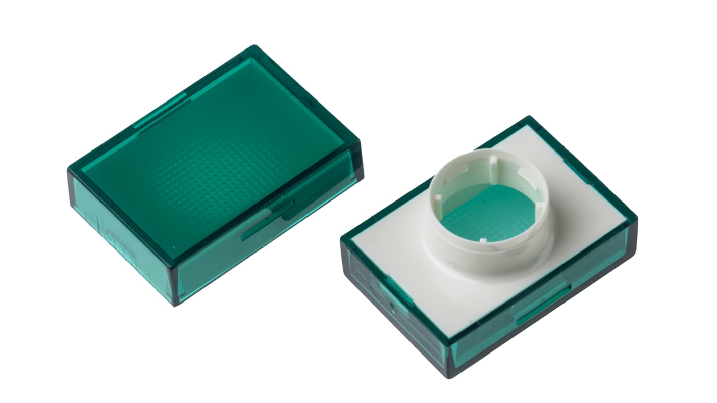 Lente rettangolare verde Saia-Burgess 561211-605 per interruttori della Serie TP2, dimensioni 15 x 21 mm, grado di protezione IP67.