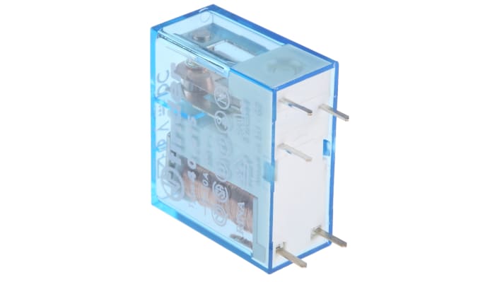 Finder 40.31.7.006.0000, relè di potenza SPDT, bobina 6V cc, montaggio su PCB, dimensioni 25x29x12,4 mm.