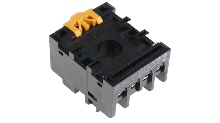 Zoccolo per relè Omron PF113A-E, montaggio su guida DIN, 11 contatti, 250V, 10A, dimensioni 52 x 42,8 x 31 mm.