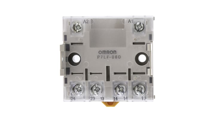 Omron P7LF-06D, zoccolo per relè G7L, montaggio su PCB, isolamento UL94V-0, collegamenti rapidi, peso 0,109 oz.
