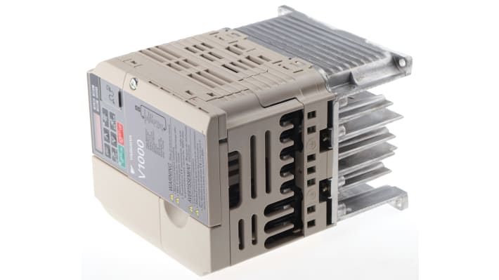 Inverter trifase Omron VZA43P0BAA, potenza 3.7 kW, 400 V, corrente 8.8 A, dimensioni 108x154x128 mm, grado di protezione IP20.