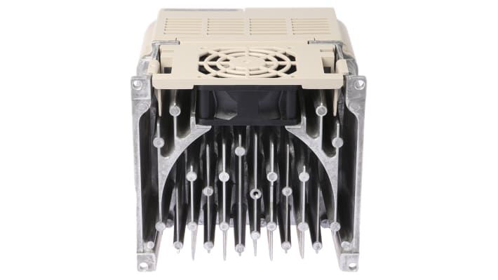 Inverter trifase Omron VZA44P0BAA, potenza 5,5 kW, tensione 400 V, controllo vettore di corrente, dimensioni 128x143x140 mm.