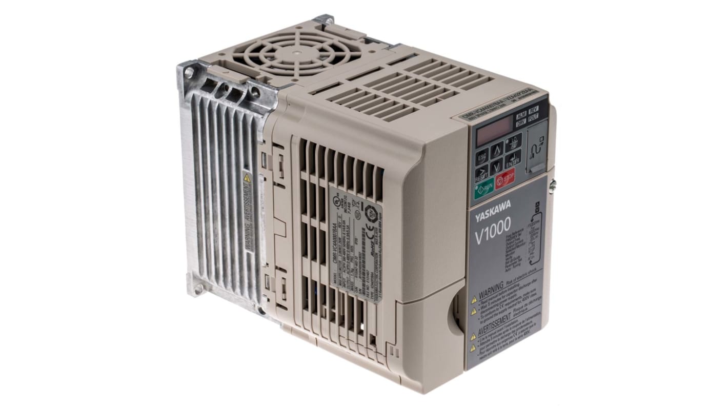 Inverter trifase Omron VZA42P2BAA, potenza 3 kW, tensione 400 V, grado di protezione IP20, dimensioni 108x128x154 mm.