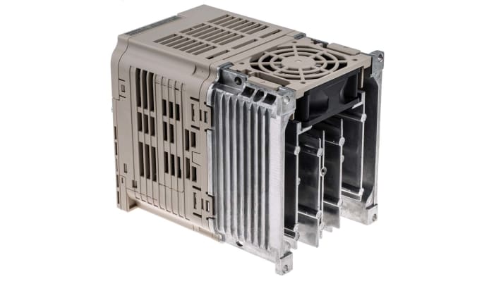 Inverter trifase Omron VZA42P2BAA, potenza 3 kW, tensione 400 V, grado di protezione IP20, dimensioni 108x128x154 mm.