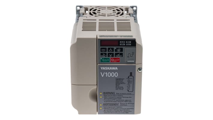 Inverter trifase Omron VZA42P2BAA, potenza 3 kW, tensione 400 V, grado di protezione IP20, dimensioni 108x128x154 mm.