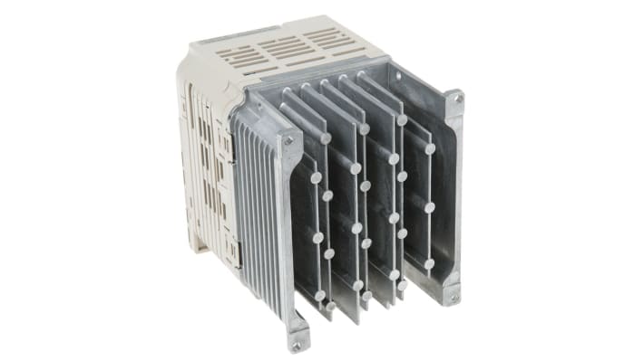 Inverter monofase Omron VZAB0P7BAA, potenza 1,1 kW, dimensioni 128x108x137,5 mm, grado di protezione IP20.