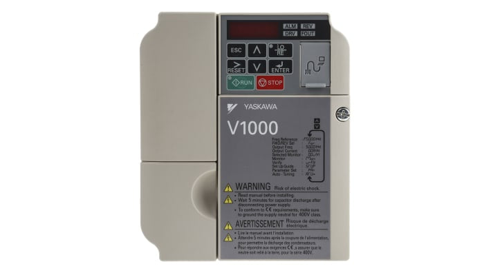 Inverter trifase Omron VZA40P4BAA, potenza 0,75 kW, tensione 400 V, dimensioni 128x108x99 mm, comunicazione Modbus e Profibus.