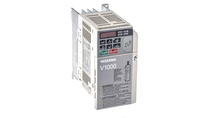 Inverter Omron VZAB0P4BAA, 0,55 kW, 230 V, fase 1, frequenza 0,1-400 Hz, corrente 3,5 A, IP20, dimensioni 128x68x108 mm.