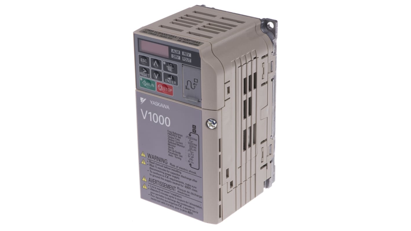 Inverter monofase Omron VZAB0P1BAA, potenza 0,18 kW, tensione 230 V, dimensioni 128x76x68 mm, grado di protezione IP20.