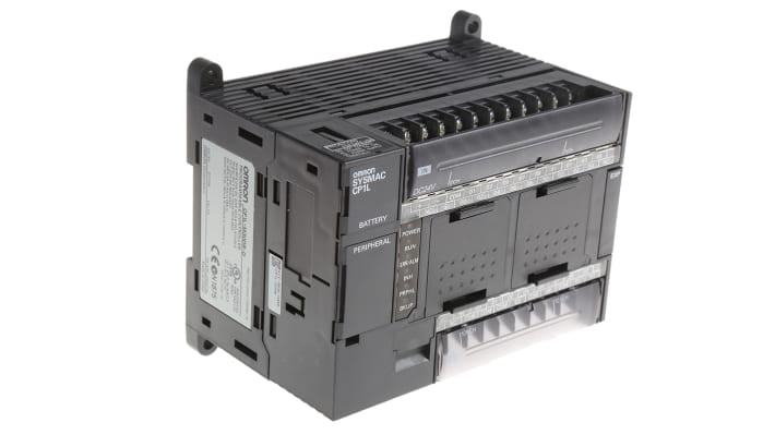 Omron CP1L-M30DR-D, CPU PLC compatta con 18 ingressi, 12 uscite relè, montaggio su guida DIN, dimensioni 130 x 110 x 85 mm.