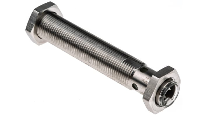 Sensore di prossimità cilindrico NPN M12 Omron E2AS12LS04M1C1, rilevamento 4 mm, alimentazione 12-24 V c.c., grado di protezione IP67.