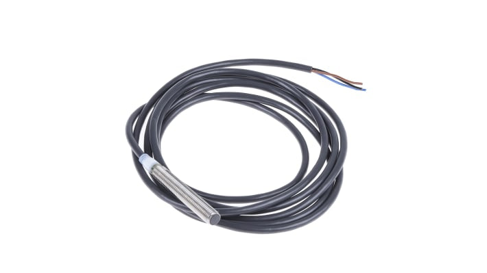 Sensore di prossimità Omron E2A-S08LS02-WP-B1 2M, cilindrico PNP, rilevamento 2 mm, IP67, 12-24 V c.c.