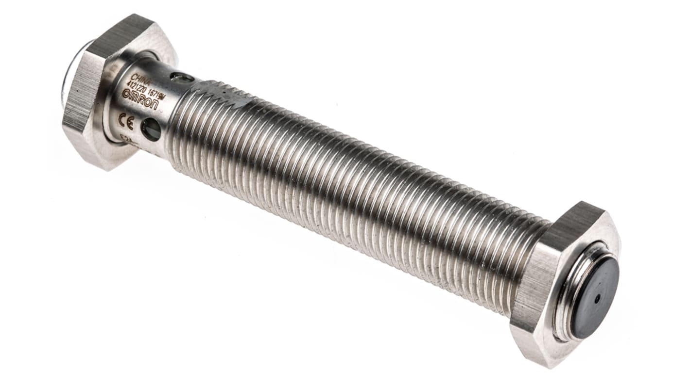 Sensore di prossimità cilindrico PNP M12 Omron E2AS12LS04M1B1, rilevamento 4 mm, alimentazione 12-24 V c.c., grado di protezione IP67.