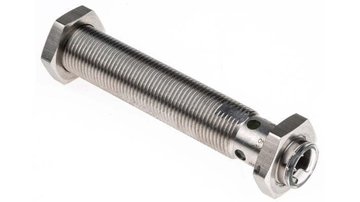 Sensore di prossimità cilindrico PNP M12 Omron E2AS12LS04M1B1, rilevamento 4 mm, alimentazione 12-24 V c.c., grado di protezione IP67.