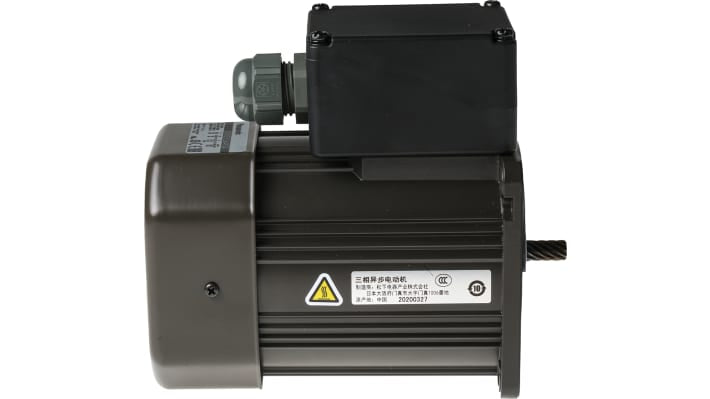 Motore c.a. trifase asincrono Panasonic M9MZ90GK4YGA, potenza 90 W, dimensioni 155,5 x 90 x 90 mm, rotazione reversibile.