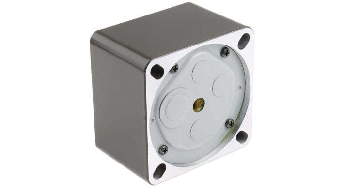 Riduttore a ingranaggi Panasonic MZ9G200B, rapporto 200:1, coppia massima 19,6 Nm, dimensioni 90x90x43 mm.