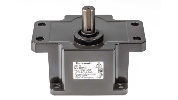 Riduttore a ingranaggi Panasonic MY9G20B, rapporto 20:1, coppia 9,02 Nm, montaggio a flangia, dimensioni 90x90x43 mm.