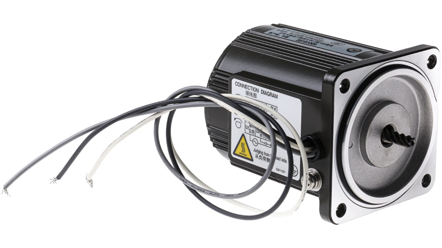 Motore c.a. monofase asincrono Panasonic M61X6G4GGA, potenza 6 W, dimensioni 75 x 60 x 60 mm, rotazione reversibile.