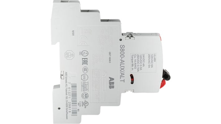 ABB 2CCS800900R0021, modulo contatti ausiliari S800, 2NC + 2NO, montaggio laterale sinistro, corrente 4 A c.c., 250 V c.c.