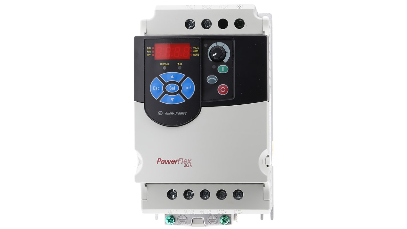 Allen Bradley 22F-A011N113, inverter monofase 2,2 kW, 240 V, 11 A, montaggio a pannello, dimensioni 174x100x136 mm.