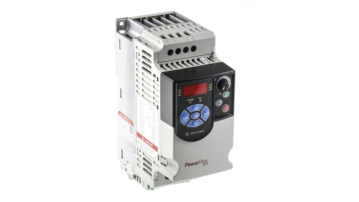 Allen Bradley 22F-A4P2N113, inverter monofase 400Hz, potenza 0,75 W, montaggio a pannello, dimensioni 174x72x136 mm.