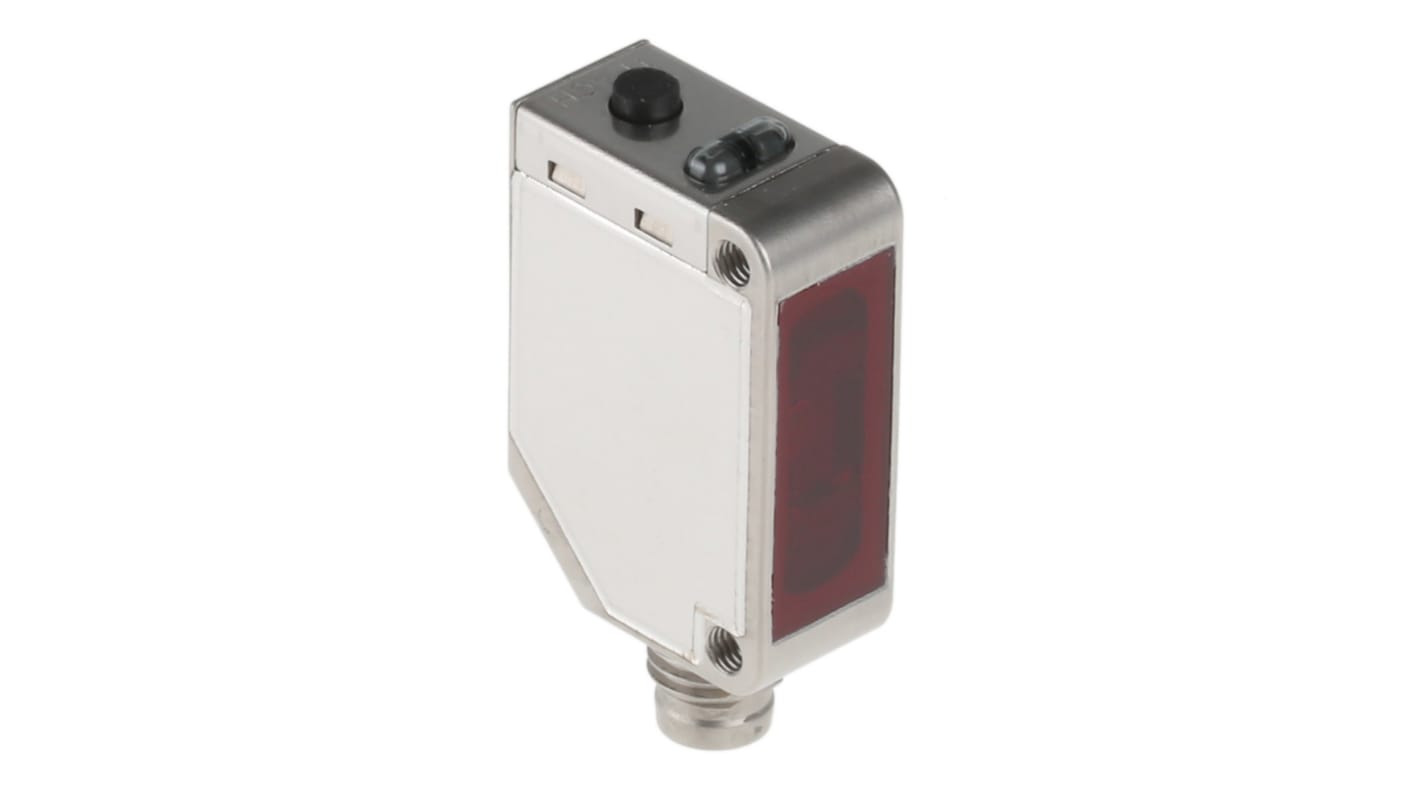 Omron E3ZMB86, sensore fotoelettrico rettangolare a retroriflessione, rilevamento 500 mm, custodia in acciaio inox, IP69K.