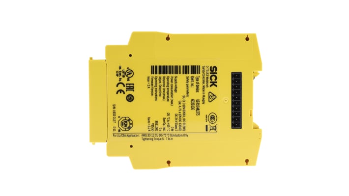 Controller di sicurezza Sick UE410-MU3T5, 30 V c.c., 4 ingressi e 4 uscite, dimensioni 96.5 x 120.8 x 22.5 mm.