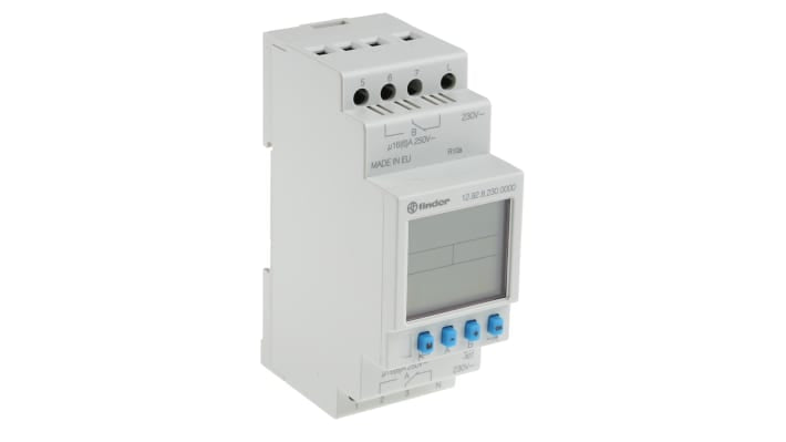 Finder 12.92.8.230.0000, temporizzatore digitale per guida DIN, 2 canali, 230 V, larghezza 35,8 mm, IP20.