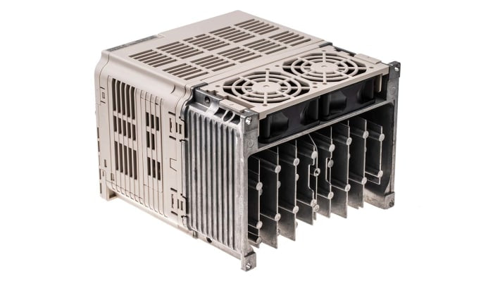 Omron VZAB4P0BAA, inverter monofase 4 kW, 230 V, controllo vettore di corrente, dimensioni 170x128x180 mm.