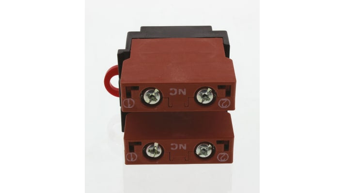 Pulsante di arresto di emergenza Omron A22E-M-02, testa rotonda rossa, montaggio a pannello, IP65, 10A, 440VAC.