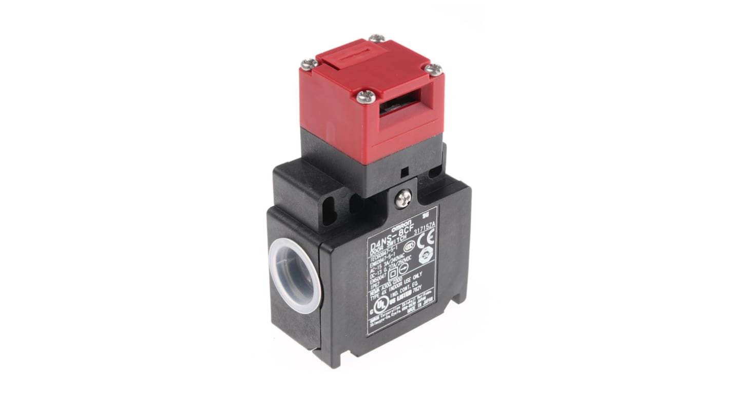 Interruttore di interblocco di sicurezza Omron D4NS-8CF, 2NC/1NA, IP67, dimensioni 96mm x 31mm x 30mm, contatti placcati oro.