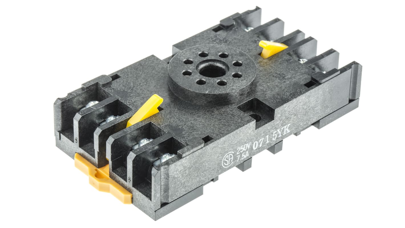 Omron zoccolo per relè G4Q a 8 pin, montaggio su guida DIN, tensione 230 V, corrente 5 A, resistenza dielettrica 2000 V.