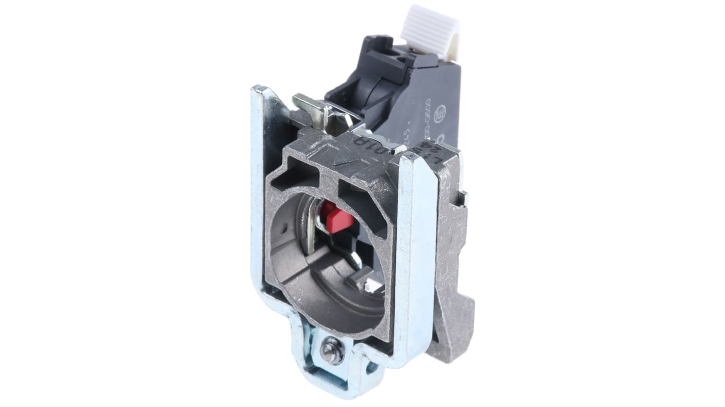 Blocco contatti Schneider Electric ZB4BZ1025, 1NC a vite, 600V, assemblaggio con collare metallico, accetta fili fino a 2 x 14 AWG.