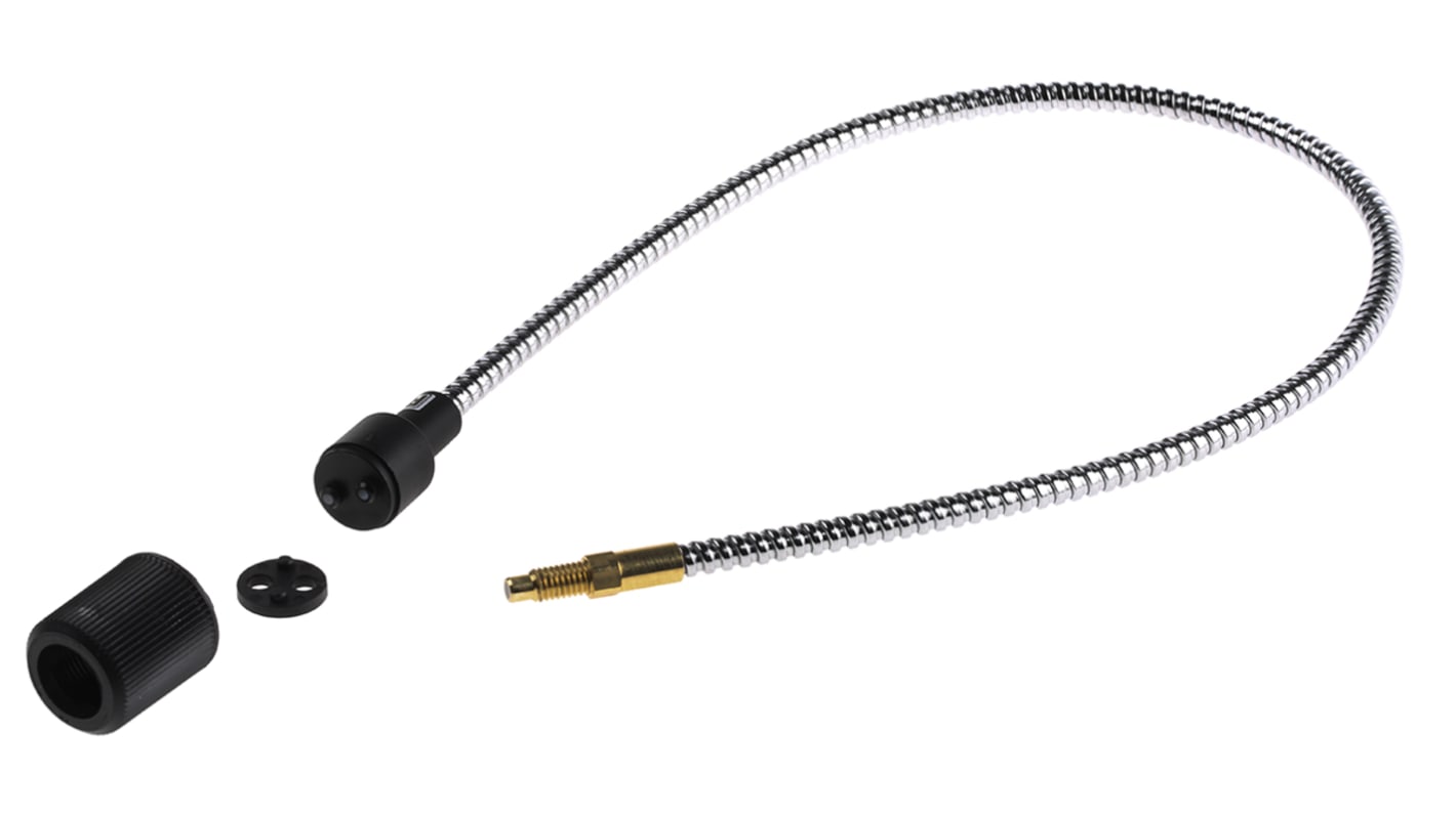 Sensore per fibre ottiche Baumer FUF 050A1003 in vetro, con cavo per collegamento elettrico, adatto a scansione diffusa e fascio passante.