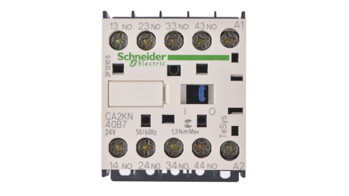 Contattore Schneider Electric CA2KN40B7 Serie TeSys K, 4NO, 10A - Ideale per automazione industriale con basso consumo energetico e alta affidabilità.