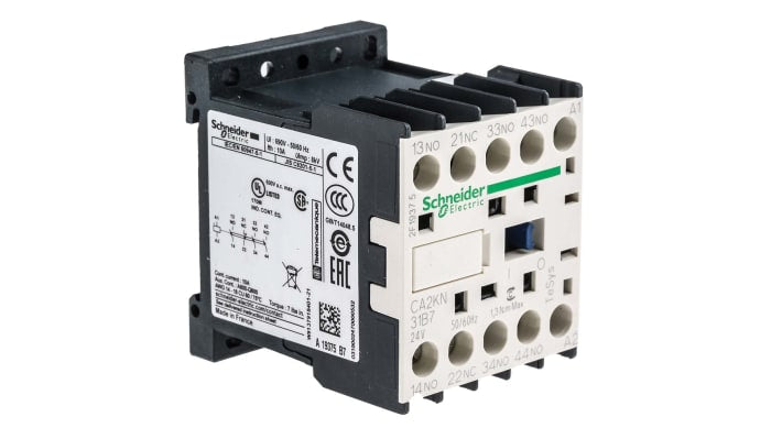 Contattore Schneider Electric CA2KN31B7 TeSys K, 3NO + 1NC, 10A. Certificato CSA e UL per automazione industriale. Resistente e compatto, ideale per applicazioni di controllo CA/CC.