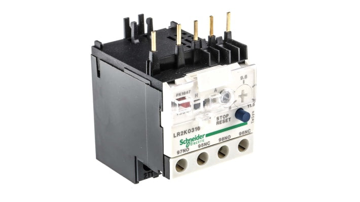 Relè di sovraccarico termico miniaturizzato Schneider Electric LR2K0316, 1 NO + 1 NC, 8-11,5 A FLC. Ideale per proteggere motori.