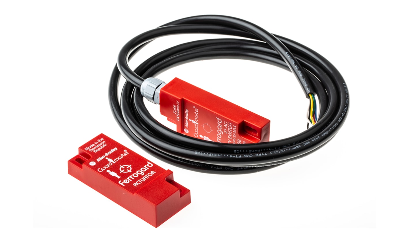 Interruttore di sicurezza senza contatto Allen Bradley Guardmaster 440N-G02055, 250V, 2NC, NA, IP67, dimensioni 76x30x15 mm.