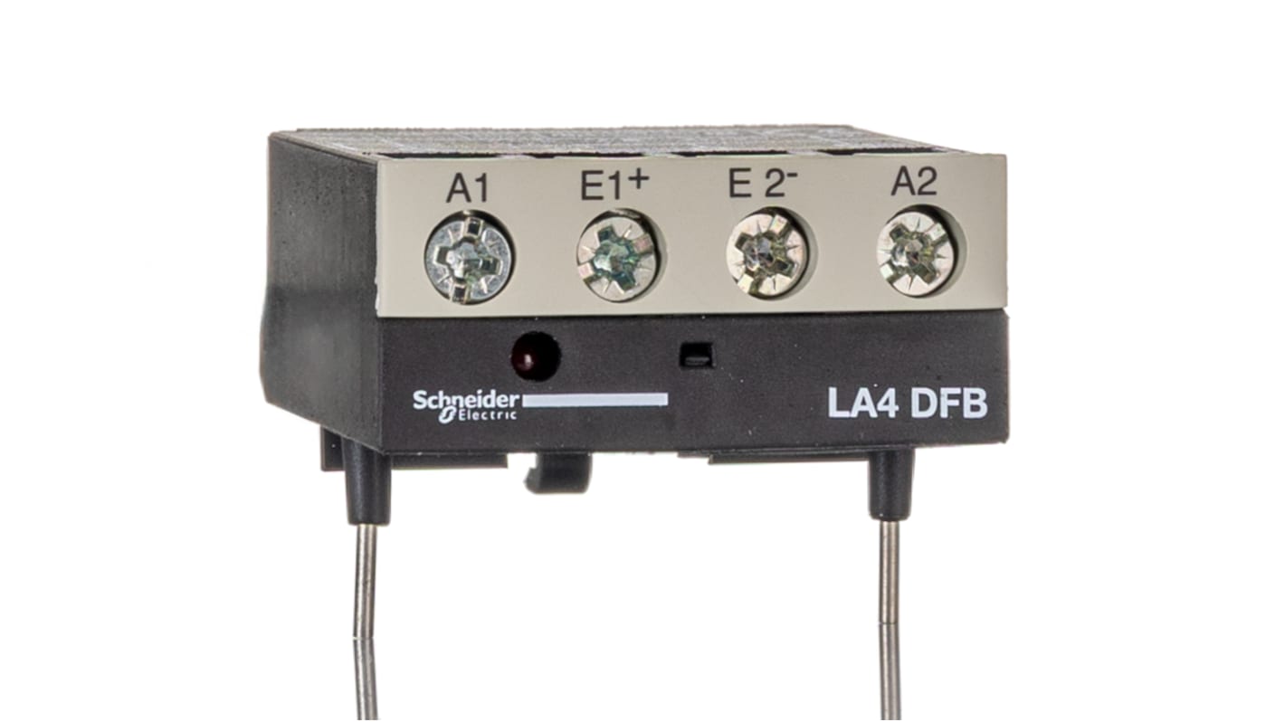 Modulo d'interfaccia contattore Schneider Electric LA4DFB per Serie TeSys LC1 - Isolamento elettrico, basso consumo, compatibile con contattori fino a 80 kW. Ideale per sistemi HVAC e automazione.