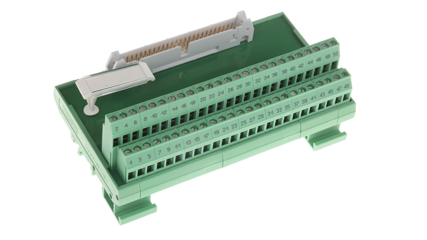 Modulo di interfaccia Phoenix Contact 2281089 con connettori a vite per cablaggi elettrici, guida DIN, 50 poli, 50 V c.a.