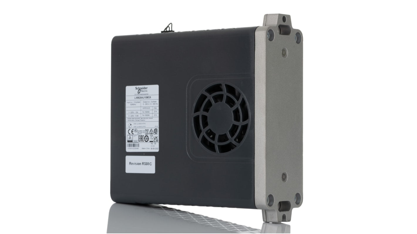 Servocomando Schneider Electric LXM28AU15M3X, potenza 1,5 kW, tensione 220 V, con feedback encoder e interfaccia CANopen.