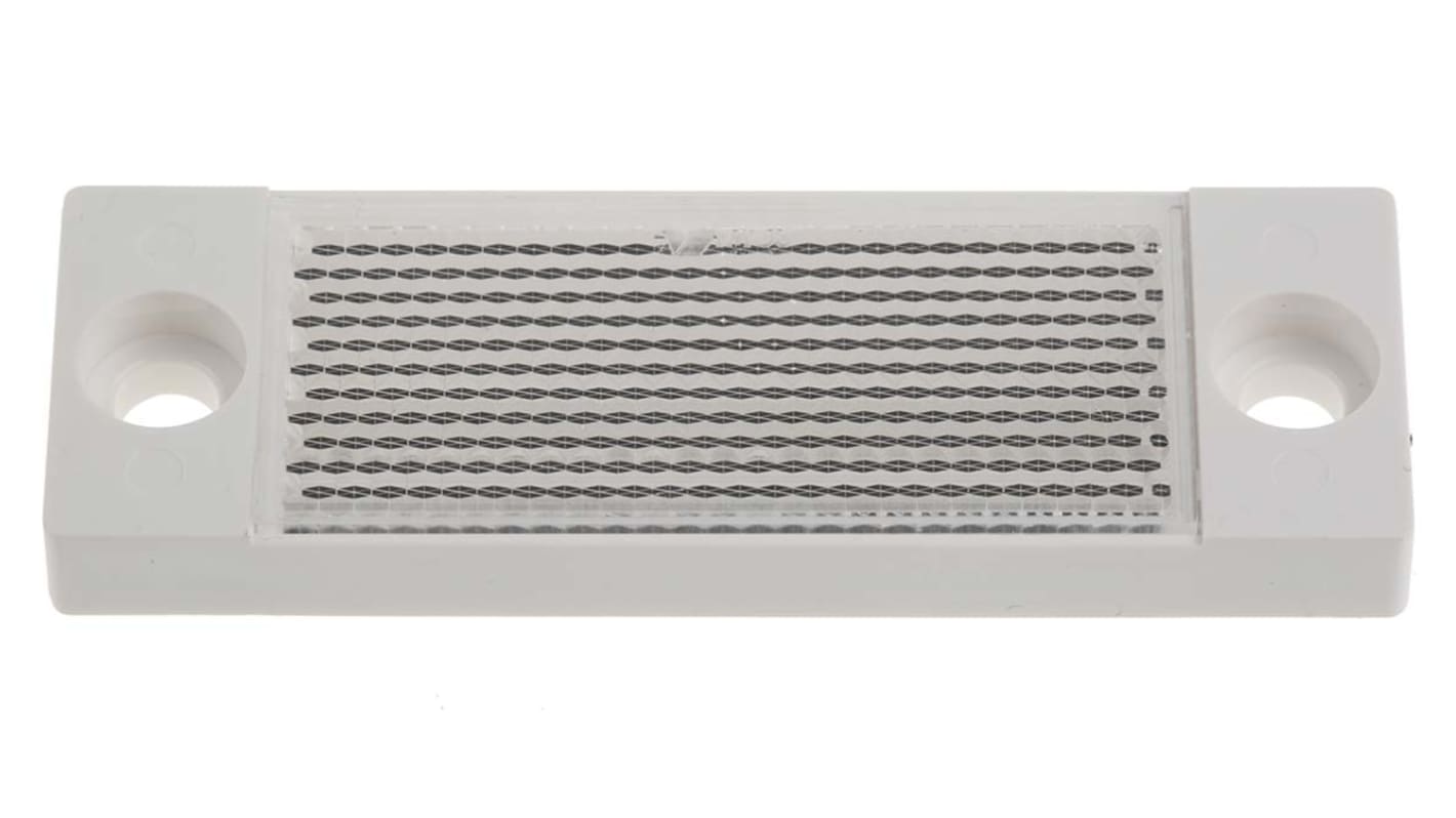 Riflettore Sick PL20F per sensori retroriflettenti, forma rettangolare, compatibile con diverse opzioni di montaggio.