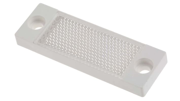 Riflettore Sick PL20F per sensori retroriflettenti, forma rettangolare, compatibile con diverse opzioni di montaggio.