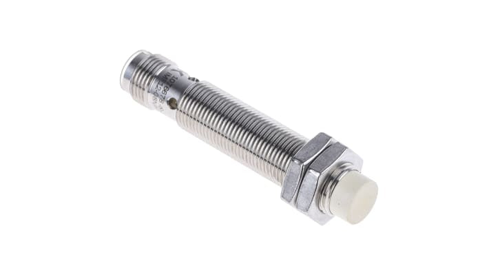 Sensore di prossimità cilindrico Sick IMF12-08NPPNC0S, PNP M12, rilevamento 8 mm, IP68/IP69K, acciaio inox, compatibile IO-Link.