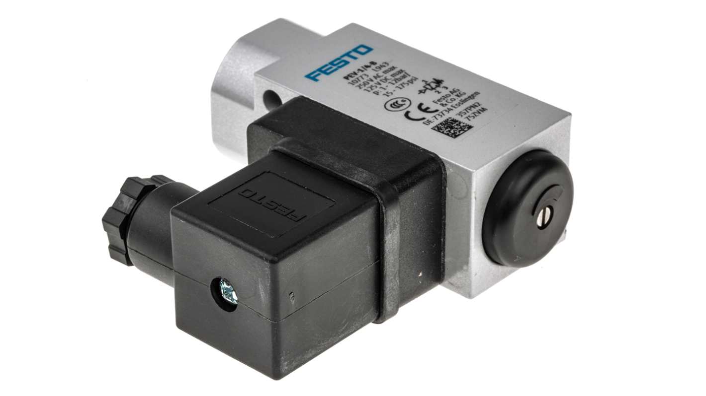 Pressostato Festo PEV-1/4-B, G 1/4, pressione 1-12 bar, IP65, corpo in alluminio, temperatura -20/+80 °C.