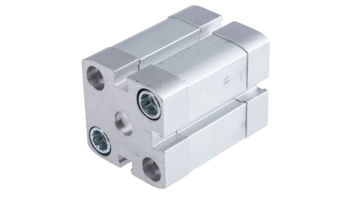 Cilindro pneumatico Festo ADN-25-15-I-P-A, doppio effetto, foro 25mm, corsa 15mm, attacco M5, dimensioni 39.5x39.5x59.5mm.
