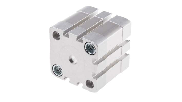 Cilindro pneumatico Festo ADN-40-10-I-PPS-A, doppio effetto, foro 40 mm, corsa 10 mm, montaggio versatile, dimensioni 54.5 x 54.5 x 61.1 mm.