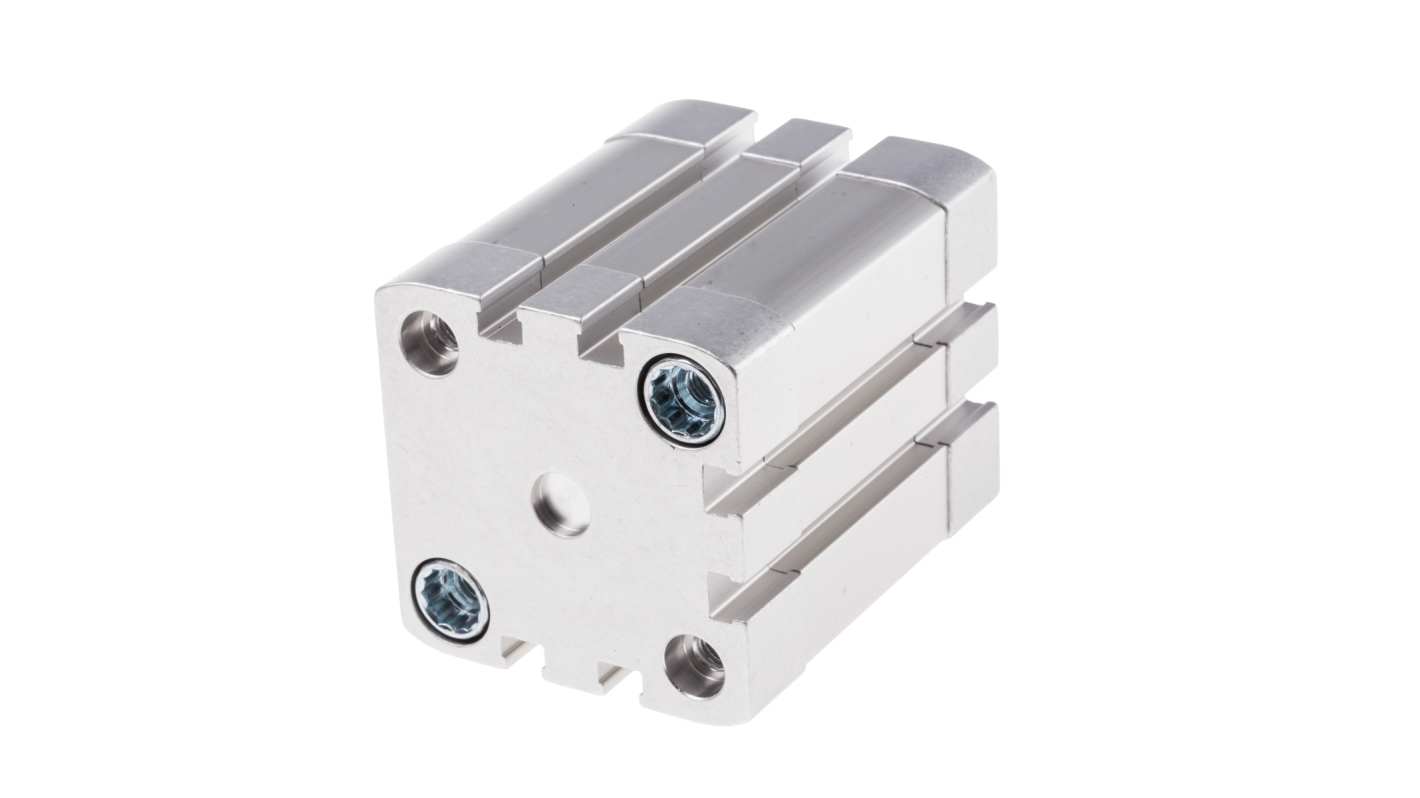 Cilindro pneumatico doppio effetto Festo ADN-40-25-I-P-A, foro 40 mm, corsa 25 mm, attacco G 1/8, dimensioni 54.5 x 54.5 x 76.1 mm.